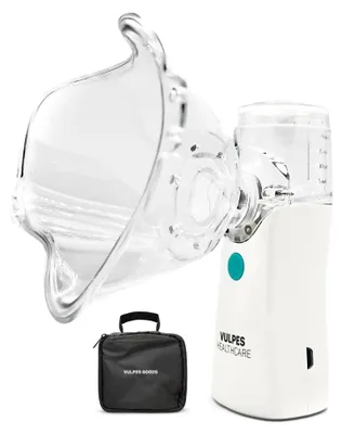 Zdjęcie produktu dla Vulpes Goods Przenośny nebulizator do inhalacji, ładowalny cichy nebulizator, przenośny mini inhalator, przenośny nawilżacz do problemów z oddychaniem u dzieci i dorosłych, w zestawie 3 ustniki i torba podróżna