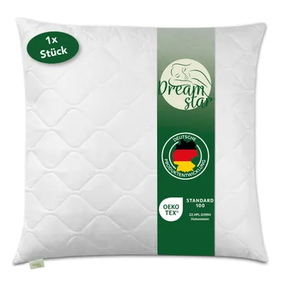 Produktbild von Premium Steppkissen 80x80 cm | DREAMSTAR Mikrofaser Kopfkissen | für Allergiker geeignet, weich & pflegeleicht