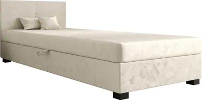 Produktbild von AURA SOFA Boxspringbett DYLAN 80x195 Komplett-Set mit Bonell Matratze, Polsterbett mit Bettkästen - Hellbeige, MONOLITH 02