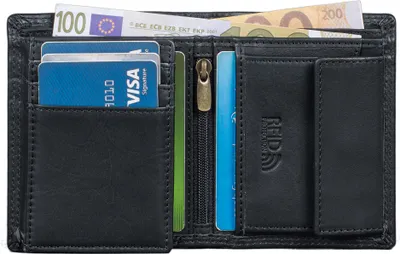 Produktbild von Benthill Kleine Herren Geldbörse Echt Leder - Männer Geldbeutel Mini mit RFID-Schutz - Slim Portemonnaie für Männer - Echtem Leder