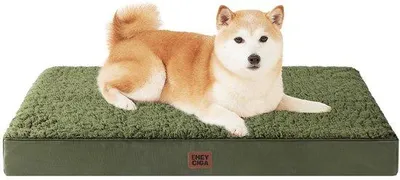 Produktbild von Orthopädisches Hundebett für mittelgroße Hunde, 91x68x9cm, waschbar, weiches Hundekissen, Hundematratze für den Wagen, olivgrün