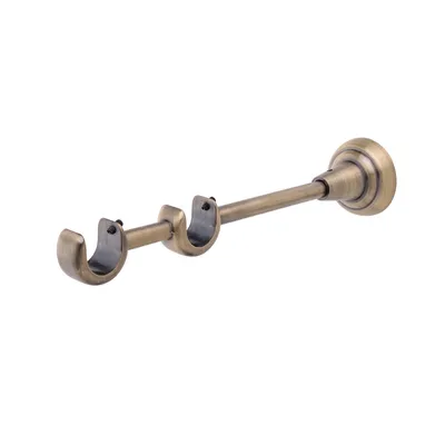 Produktbild von MDEKOR Wandträger 2-läufig Antik Gold R Wandhalter mit Metallmontageplatte für Gardinenstange 19 mm Abstand kürzbar