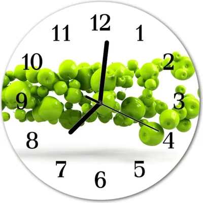 Produktbild von Glasuhr Wanduhr Küchenuhr Echt-Glas 30fi cm Äpfel grün