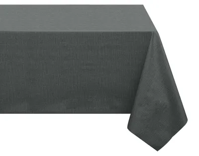 Zdjęcie produktu dla Obrus z tkaniny PVC do użytku na zewnątrz, odporny na warunki atmosferyczne, 140x180 cm, ciemnoszary, imitujący len