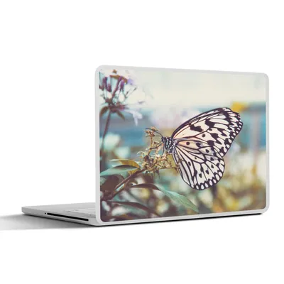 Produktbild von MuchoWow® Laptop Aufkleber Sticker Cover Schmetterling - Blumen - Frühling 30x21 cm - Sticker für Laptop - Selbstklebend