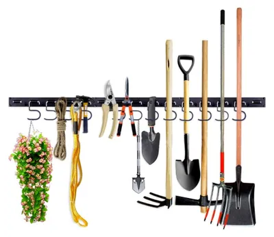 Produktbild von 122 cm Schweres Einstellbares Lagersystem für die Garage zur Aufbewahrung von Gartenwerkzeugen (Schwarz)