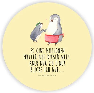 Produktbild von Mr. & Mrs. Panda Kühlschrankmagnet Pinguin mit Kind - Gelb Pastell - Geschenk, Muttertag, magnet, whiteboardmagnet, für fotos, Mama, Mutter, Schwester, Vorbild, Mutti