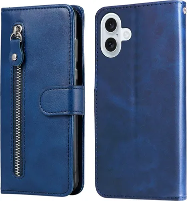Produktbild von Mobigear Zipper iPhone 17 Hülle Klapphülle Geldbörse - Blau