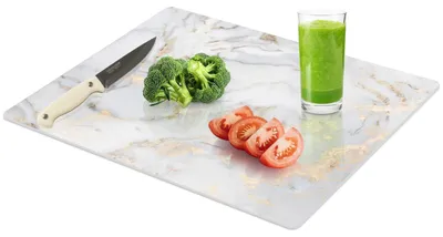 Productafbeelding van Tempered Glass Snijplank met Marmerlook, 40 x 30 cm, Hygienisch en Antislip