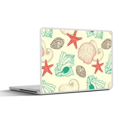Produktbild von MuchoWow® Laptop Aufkleber Sticker Cover Muscheln - Seestern - Strand - Vintage - Muster 36.5x27.5 cm - Laptop-Sticker