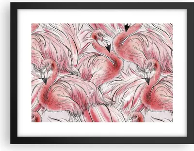 Produktbild von Gerahmtes Poster - Schwarzer Rahmen - Flamingo Pink Exotik - 40x30 cm - Wand Bild - Wanddeko - Wandbilder - Kunstposter - Wandposter - Bilderrahmen - Bilder - Kunstdruck - P2BAA40x30-5070