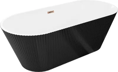 Immagine prodotto di Mexen Yara vasca da bagno autoportante scanalata 170 x 75 cm, bianca/nera, troppo pieno oro rosa - 52861707575-60
