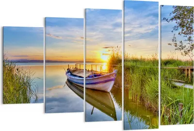 Produktbild von Bild auf Leinwand - Leinwandbild - See Boot Wasser - 150x100cm - Wand Bild - Wanddeko - Wandbilder - Leinwanddruck - Bilder - Kunstdruck - Wanddekoration - Leinwand bilder - Wandkunst - EG150x100-3950