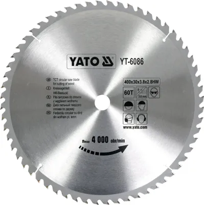 Produktbild von Yato YT-6086, Kunststoff, Holz, 40 cm, 3 cm, Hartmetall-bestücktes Wolfram (TCT), 3,8 mm, 4000 RPM