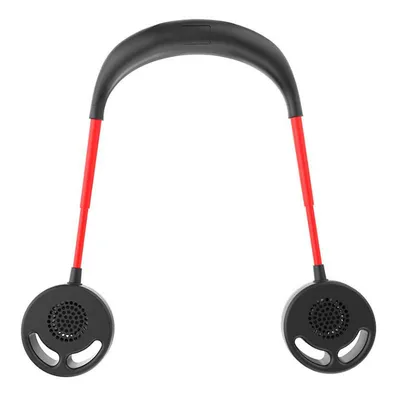 Image de Ventilateur de nuque portable suspendu 720° à rotation libre, rechargeable, pour le bureau à domicile Animaux Voyage Intérieur Extérieur - Noir & Rouge