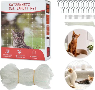 Produktbild von TolleTour Katzennetz Sonstiges Katzenzubehör Sicherheitsnetz Balkonnetz Katzenschutznetz odTransparent 3x8m