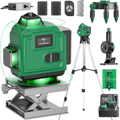 Produktbild von 4D 16 Linien Kreuzlinienlaser mit 1.2m Stativ,360° Laser Wasserwaage 30M,LED Digitalanzeige,Selbstnivellierende Maschine für Innenbereich Baustelle