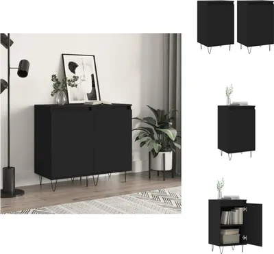 Immagine prodotto di vidaXL Credenze 2 pezzi nero 40x35x70 cm materiale legno - Credenze