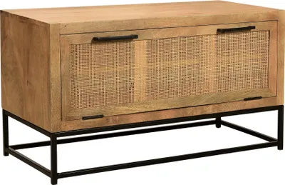 Produktbild von SIT Möbel Schuhschrank mit Rattan-Front | Mango-Holz natur | 1 Klappe | Gestell Metall schwarz | B 84,5 x T 40 x H 48 cm | 14158-01 | Serie CANE