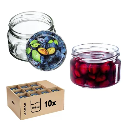 Zdjęcie produktu dla KADAX małe słoiki do przetworów 250 ml, słoiki na dżem z pokrywką, hermetyczne słoiki na prezenty