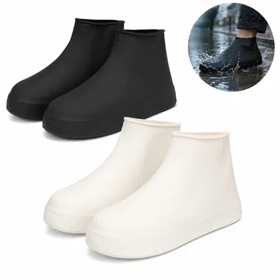 Produktbild von Schuhüberzieher wasserdicht 4 Paar Silikon Regenschutz Schuhe, wiederverwendbare Überschuhe rutschfest für Fahrrad, Wandern & Outdoor, uni