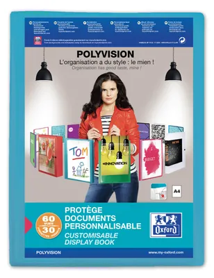 Imagen del producto de Protector de documentos Oxford Polyvision, formato A4, para 60 hojas / 30 fundas, con cubierta de polipropileno