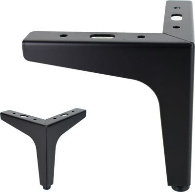 4x Möbelfuß Sofafuß Vitrinenfuß Schwarz Matt – 13,5cm Stahl mit Bodenschoner