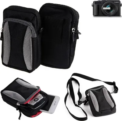 Produktbild von K-S-Trade Fototasche kompatibel mit Panasonic Lumix DC-LX100 II Gürtel-Tasche Holster Umhänge Tasche Kameratasche, schwarz-grau Brust-Beutel