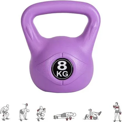Image de Kettlebell de 8 kg avec poignée ergonomique, pour l'entraînement à domicile ou en salle.