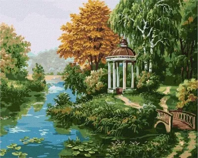 Zdjęcie produktu dla Malowanie po numerach - Altanka nad rzeką 40x50cm