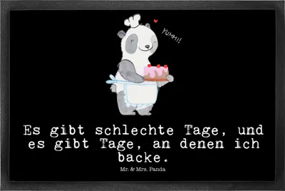 Produktbild von Mr. & Mrs. Panda fußmatte Panda Backen 50 x 75 cm - Schwarz - Geschenk, Bodenvorleger, Vorleger, Kuchen, Schuhabstreifer, Hobbybäcker, Schmutzfangmatte, Schmutzmatte