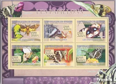 Produktbild von Briefmarken Guinea 2009 Mi 6361-6366 Kleinbogen (kompl. Ausgabe) postfrisch Schmetterlinge