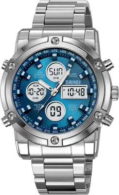 Image de Montre pour homme Watch, étanche, style militaire, avec affichage analogique et numérique, éclairage LED, chronographe, en acier inoxydable, montres élégantes pour hommes