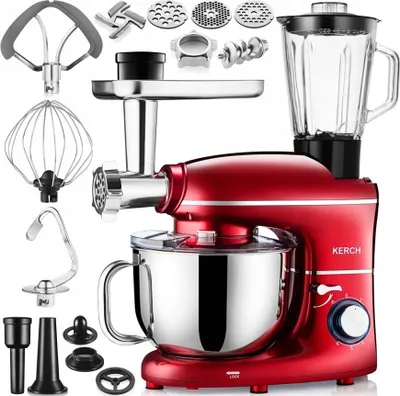 Produktbild von Planetenküchenmaschine Kerch Rotary 4000W Rot 6.2L Robustes Metallgetriebe