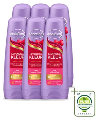 Immagine prodotto di 6 flaconi di balsamo Andrélon per capelli colorati, formato da 200 ml ciascuno, confezione grande (6 pezzi)