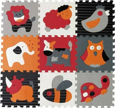 Produktbild von BABY GREAT Schaumstoffpuzzle Tiere grau-rot SX (30x30)