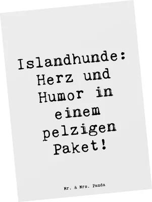 Produktbild von Mr. & Mrs. Panda Postkarte Spruch Islandhund Freude - Weiß - Geschenk, Hunderassen Pflege, Wachhunde, gemütliche Stunden, Beschreibung, Ansichtskarten, Grußkarte, loyal