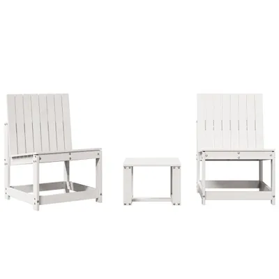 Image de Salon de jardin 3 pcs blanc bois massif de pin