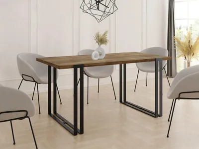 Produktbild von Ausziehbarer Esstisch - Großer Tisch im Loft-Stil mit Schwarze Metallbeinen 160 bis 260 cm - Industrietisch für das Wohnzimmer - Spacesaver - Lefkas Eiche - 160 x 90 cm