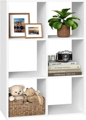 Imagen del producto de Estantería - Mueble con 6 compartimentos abiertos - Fabricada en aglomerado - 98 x 30 x 66,5 cm - Blanco