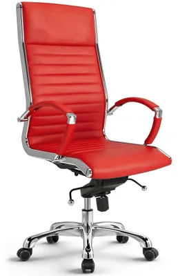 Produktbild von VERSEE Montreal Bürostuhl Rot Leder – ergonomischer Chefsessel mit hoher Rückenlehne, komfortabler Drehstuhl, hochwertiger Bezug, trägt bis 150 kg