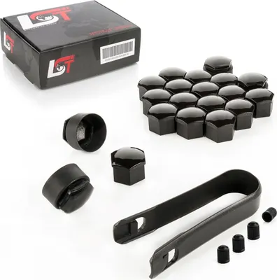 Produktbild von 20x Radschraube Kappen 17mm Schwarz glänzend Diebstahlhemmend für MAZDA HONDA
