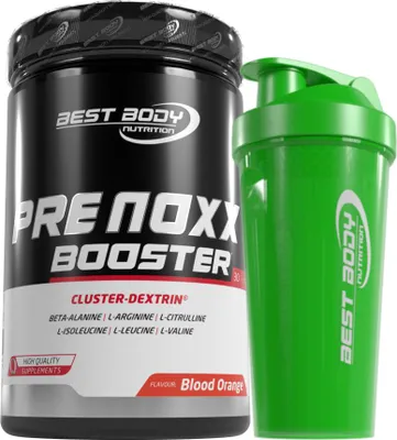 Produktbild von Best Body Nutrition - Professional Pre Noxx Booster - Blood Orange - 600 g Dose + Shaker (grün)