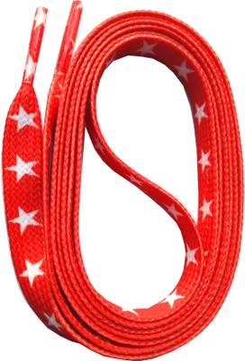Produktbild von SNORS bedruckte Schnürsenkel flach - STERNE ROT - 10mm - 140cm