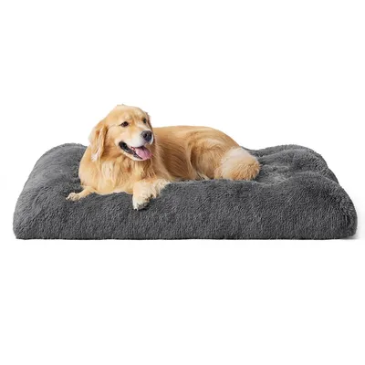 Produktbild von Katzen- und Hundebett, 100×60×10 cm, waschbar, rutschfeste Unterseite, für große Hunde, dunkelgrau