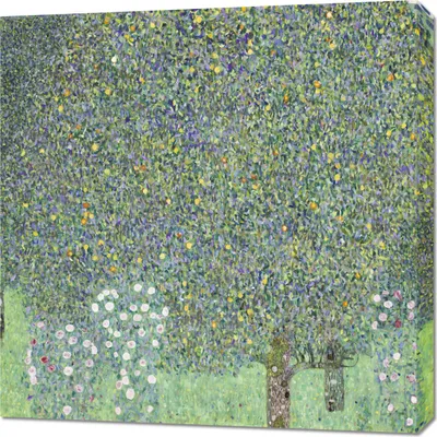 Obrázok produktu pre Obraz 70x70cm Ružové kríky pod stromami, Klimt Vintage