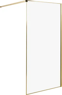 Produktbild von BELIANI Duschwand Gold aus Sicherheitsglas Rahmen Aluminium Duschabtrennung ohne Türen Walk-in-Dusche 100 x 190 Elegant Modern Minimalistisch