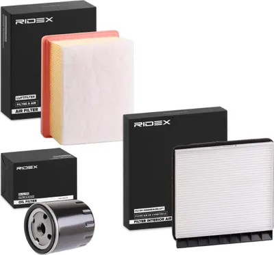 Produktbild von RIDEX Filterset Inspektionspaket Filtersatz für VW GOLF VI (5K1) für CITROËN Berlingo / Berlingo First (MF, GJK, GFK) passend für PEUGEOT