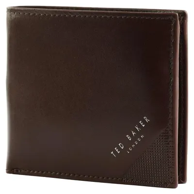 Produktbild von Ted Baker Leder Geldbörse Prugs Embossed Corner Leather Bifold Coin Wallet Brown braun