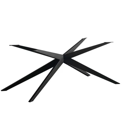 A black metal table base with a starburst design.